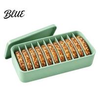 Space Saving Bread Slice Holder 11-Slot Silicone Freezer Box for Sourdough Storage, Flexible Container with Individual Reusable Homemade Saver žalia