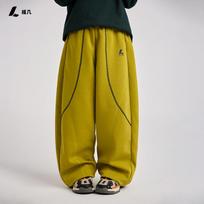Kids Color Block Patchwork Loose Sports Sweatpants Unisex Children Casual Outdoor Pants 140cm geltona