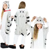 Onesie Cat Warm Winter Pajamas Onesie Kigurumi For Kids Jumpsuit Tracksuit 146-152 Onesie Children 068Pcn Cat - 134-140 white