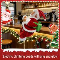 Electric Music Climbing Santa Claus Parachute with Ladder Christmas Window Decoration Pendant Gift Box (disassembled) raudona