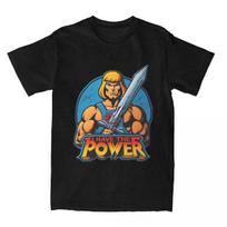 Visatos meistrų galios vaikino He-Man marškinėliai, vyriški, moteriški, medvilniniai, humoro He-Man animacinių filmukų marškinėliai trumpomis rankovėmis M juoda