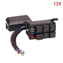 12V 24V relės dėžutė, 6 vietų relės ir saugiklių dėžutė, 12 AWG iš anksto pajungta, vandeniui atspari relės dėžutė, 6 lizdai ATC/ATO saugiklių ir relės blokas automobiliui, jūrų transportui gray