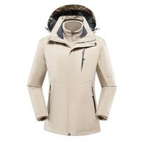 Lauko žiemos žvejybos drabužiai Vandeniui atspari striukė Vilnos pamušalas Trys viename Moteriškas dviejų dalių alpinizmo kostiumas 3XL beige