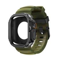 Silikoninis dirželis+TPU PC dėklas Apple Watch Ultra 3 2 1 49mm, iWatch Series 11 10 46mm dirželis, Iwatch 9 8 7 6 5 4 45mm 44mm 49mm-Ultra 3 2 1 black