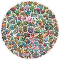 100 Waterproof Succulent Graffiti Stickers for Suitcases, Computers, and Guitars black