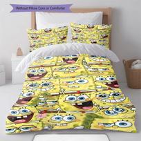 SpongeBob SquarePants Bedding Quilt Set Quilt Cover Pillowcase Home Decoration Birthday Gift (1 * duvet cover + 2 * pillowcase, without core) 135x200cm yellow