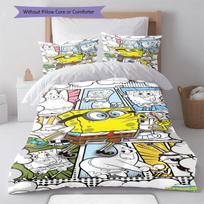 SpongeBob SquarePants Bedding Quilt Set Quilt Cover Pillowcase Home Decoration Birthday Gift (1 * duvet cover + 2 * pillowcase, without core) 135x200cm gray