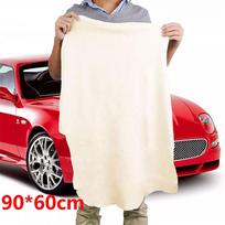 Natural Chamois Leather Cloth Extra Large Car Cleaning Washing Drying Towel 90*60cm Home Kitchen Glass Cleaning Cloth Towel smėlis
