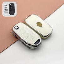 Shell Fob Accessories For Renault Kadjar Captur Megane Sandero Stepway Logan Clio 5 Arkana   Tpu Car Flip Key Case Cover white
