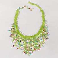 SLBRIDAL Handmade Bohemia Style Beaded Colorful Pearls Fish Women Girls Necklace Party Vacation Collar Chain Body Jewelry beige