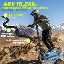 Elektrinis paspirtukas suaugusiems, 500W (800W piko), 48V 13Ah baterija, 50–55 km nuotolis, sulankstomas, dviguba visureigio pakaba. D8-48V18.2ah