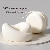 Memory Foam UShaped Neck Pillow Travel Pillow Airplane Car Office Nap Cervical Support with Portable Storage Box Home Accessorie 28x27x13cm smėlis