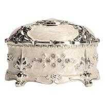 Vintage Jewelry Box Oval Zinc Alloy Decorative Trinket Storage Box for Rings Necklace Storage beige