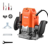 VEVOR Wood Router, 1.6 HP 1200W, Variable Speed Router Tool with Soft Start, Compact Wood Edge Trimmer with Plunge Base