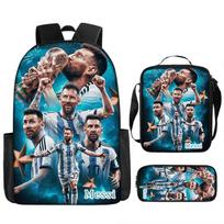 Three-Piece Student Pencil Case Large-Capacity Wear-Resistant Schoolbag Full-Printed Picnic Bag pencil bag gray