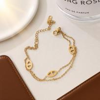European and American light luxury pig nose titanium steel bracelet women's exquisite advanced sense simple women's gold double layer