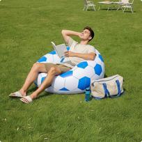 Basketball Sofa Lounge Recliner Inflatable Seat with Flocked Surface for Blue Football Sofa