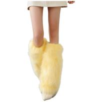 Faux Fur Lolita Boots Cover Y2K Long Tube Sock Harajuku Style Furry Leg Warmers  Daily Use Light Yellow