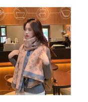 French light luxury big-name cashmere scarf women's autumn and winter new high-end old flower versatile dual-purpose large shawl scarf 65*190cm black