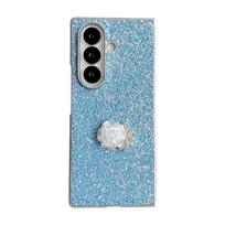 Samsung Z Fold7 Glitter 3D Floral Anti-Fall Case with Lanyard gray