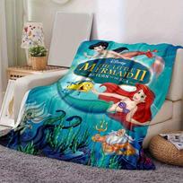 1 vnt., Disney Mažoji undinėlė II: Grįžimas į jūrą Namų dekoras Mesti pledas Puikiai tinka ant sofos, lovos, kelionėms, stovyklavimui, automobilyje, paplūdimyje, biure 80x120cm blue