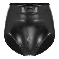 Moteriški Hotpants Šlapios išvaizdos Šortai Blizgūs Kūno Formas Pabrėžiantys Šortai Bikini Apatinė Dalis Aukšto Juosmens Jogos Šortai Klubiniai Drabužiai M juoda