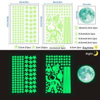 Creative Star Space Astronaut Luminous Bedroom Living Room Wall Decoration Stickers Green light moon 20cm green