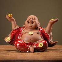 Ceramic Maitreya Buddha Ornament Home Tea Table Decoration Car Ornament New Chinese Style Tea Pet Tea Playing Teaset Accessories brown