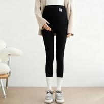 Didelio dydžio reguliuojamos nėštukių kelnės su pilvo atrama ir vilna pavasariui, rudeniui ir žiemai One Size 80-110 jin juoda