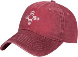 Zia Symbol New Mexico Sun Baseball Cap Washed Cotton Adjustable Casual Adult Hat Can Be Adjusted raudona