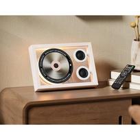 CD grotuvas su 5.4 Bluetooth®, Retro nuotraukų rėmelio CD grotuvai su garsiakalbiais ir šviesa, Stalinis/ sieninis CD grotuvas, belaidis garsiakalbis, įmontuotas mikrofonas, nuotolinio valdymo pultas balta