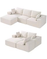 VEVOR Modulinė kampinė sofa, L formos modulinė sofa su ottomana, Debesies kampinė sofa su didelio atsparumo kempine ir tankiu 165 x 96.5 x 57 cm