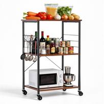 VEVOR Kitchen Utility Cart, 3 Tier 60 cm Microwave Stand Coffee Cart, Heavy Duty Storage Rack, Service Trolley on Wheels 60.2 x 40.2 x 90.2 cm