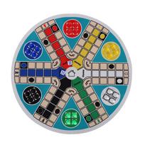 Ludo Board Game Set 6 Player Round Classic Strategy Game for Parent Child Interactive Entertainment Family Gatherings beige