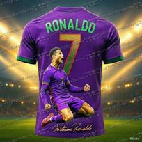 2026 Naujiena Specialus leidimas Ronaldo 7 Futbolo marškinėliai Oversize Sportiniai trumpomis rankovėmis Treniruočių uniforma Futbolo marškinėliai Vaikams T-shirt 110 purple