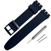 Silikoninis pakaitinis laikrodžio dirželis Swatch 20mm tamsiai mėlynas tamsiai mėlyna spalva