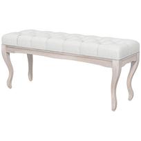 Bed End Bench With Wooden Legs And Cushioned Seat 120 Kg Load Capacity For Entrance Hallway 110x37x49 Cm Cream