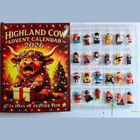 2026 Highland Cow Advent Calendar 24 Days 3D Christmas Countdown Calendar Reusable Cute Festival Ornaments Set Christmas Gift 3D mėlyna