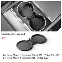 For Tesla Model Y Juniper/Launch 2025 Center Console Water Cup Pad Anti-slip Pad Rear Row Cup Holder Pad Interior Accessories