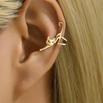 1 Pc Cute Green Eye Cat Ear Cuff No Piercing Clip On Earrings for Women Fashion Crystal Eyes Cartilage Earring Party Jewelry brown