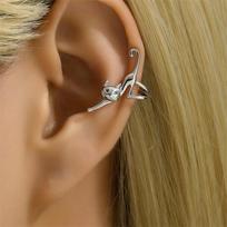 1 Pc Cute Green Eye Cat Ear Cuff No Piercing Clip On Earrings for Women Fashion Crystal Eyes Cartilage Earring Party Jewelry brown