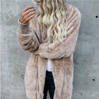SCIONE Teddy Bear Coat Jacket Women Fashion Open Stitch Winter Hooded Coat Female Long Sleeve Jacket 5XL chaki
