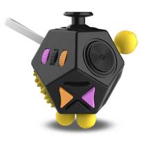 Fidget kubas EDC antistresiniai žaislai nerimui malšinti, sensorinis žaislas vaikams, suaugusiems, autizmui, ADHD, dėmesio sutrikimui, 12 pusių black