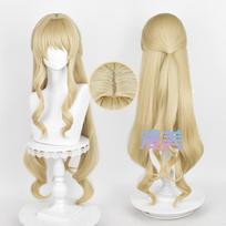 Fontaine Navia Cosplay Wig 95cm Linen Gold Wave Hair Heat Resistant Synthetic Scalp Wigs One Size beige