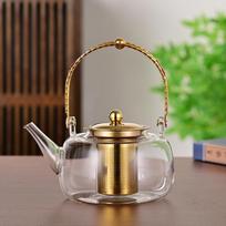 Glass teapot Transparent brewing teapot Stainless steel filter brewing teapot Household high temperature resistant tea separation tea set 1000ml green