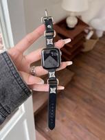 Punk style Apple Watch Series 9/8/7/6/5/SE compatible leather strap, suitable for 40/41/44/45mm women's strap 42mm44mm45mm46mm49mm juoda
