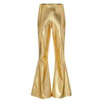 Moteriškos Metalinės Platejančios Kelnės Elastingas Juosmuo Varpelio Dizainas Blizgančios Disco Kelnės Cosplay Šokio Kostiumas M auksas