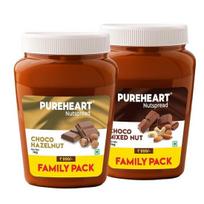 Pureheart Nut Spread Combo of Choco Hazelnut (1 kg) and Choco Mixed Nut (1 kg) Delicious and Creamy Snack, Nutty Chocolate Spread for Breakfast brown