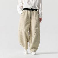 Žieminės sutirštintos kelnės vyrams Šiltos Retro Avikailio kelnės vyrams Oversize Gatvės stiliaus Laisvos tiesios kelnės Vyriškos šiltos kelnės 4XL smėlis