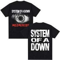 System of a Down Mezmerize Album Eye Clock Graphic T-Shirt, Unisex Rock Streetwear Casual Cotton T-shirt M gray